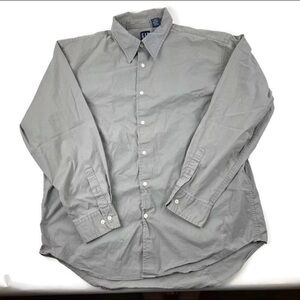 Gap Mens Dress Shirt Point Collar Gray XL